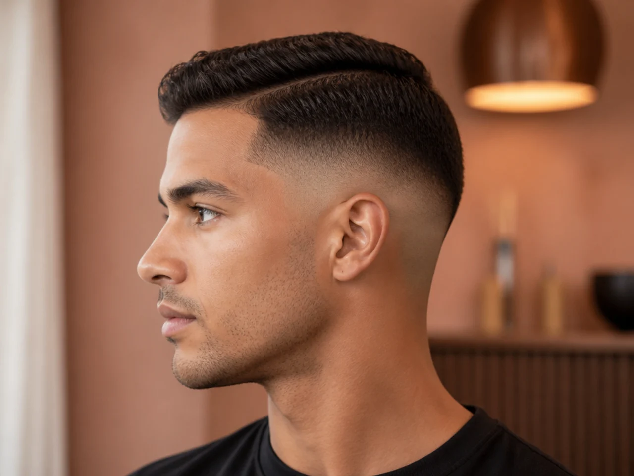 An ivy league haircut with a skin fade