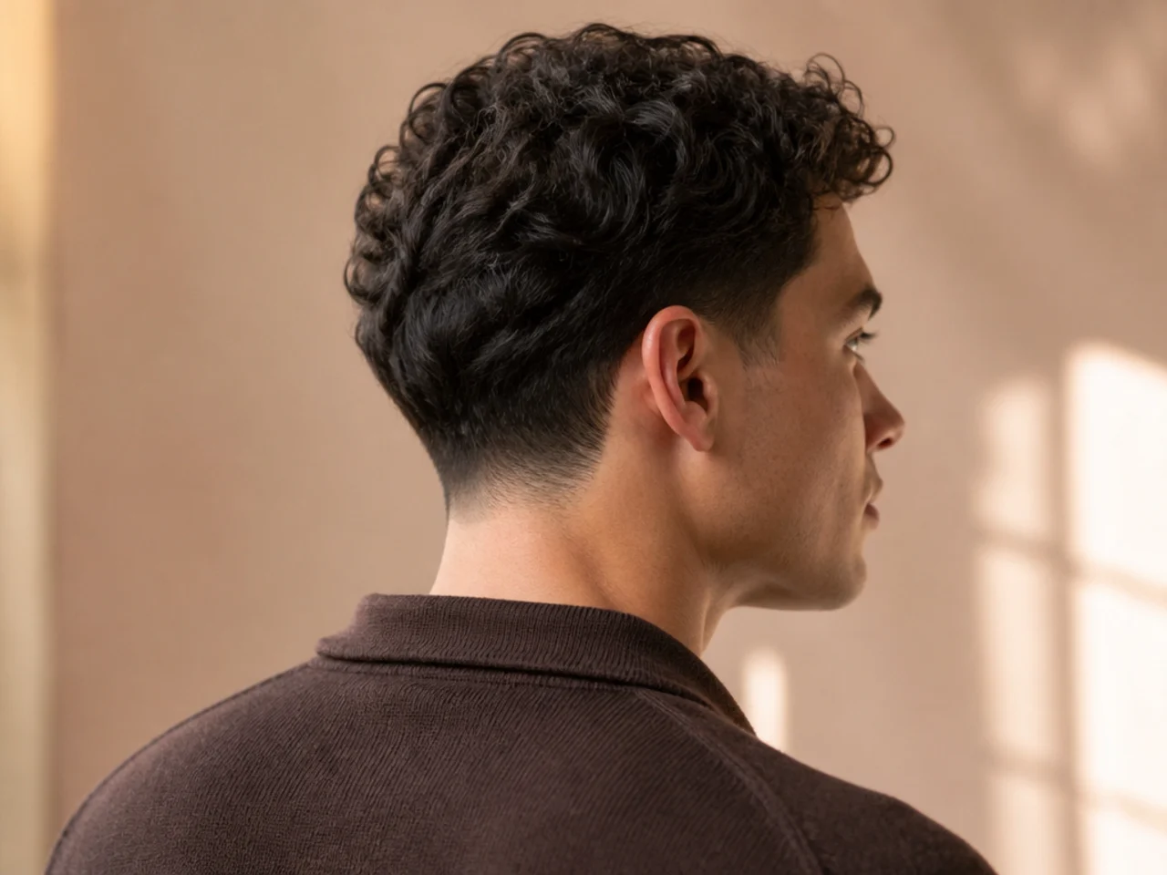 A curly ivy league haircut