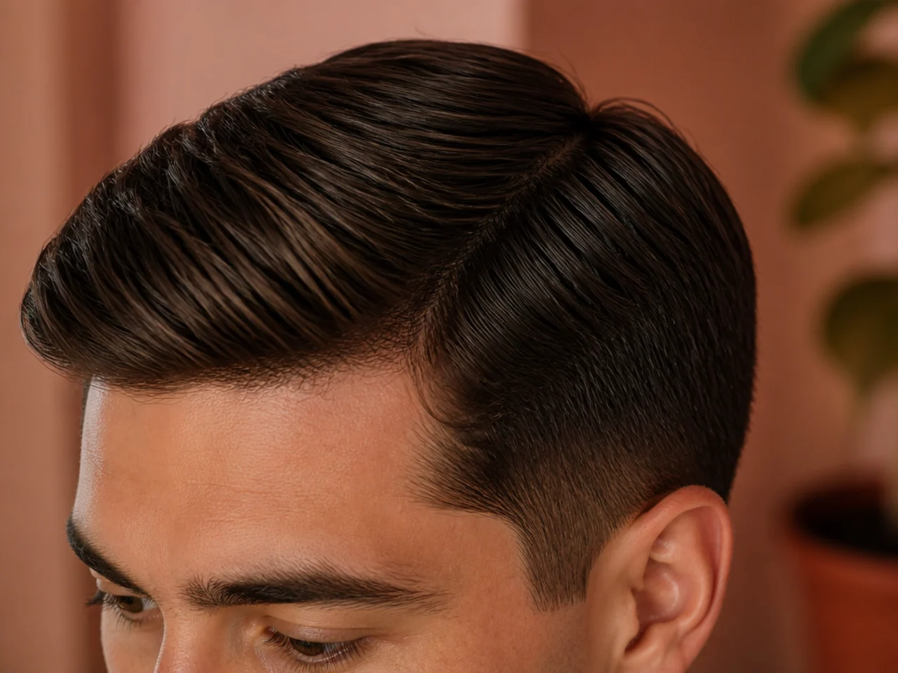An ivy league on thick hair lying flat