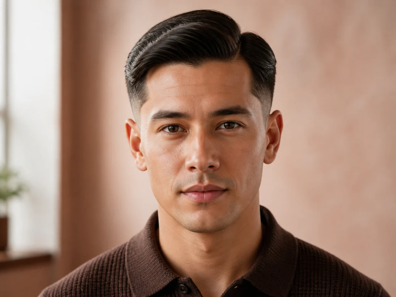 An ivy league haircut with a mid taper