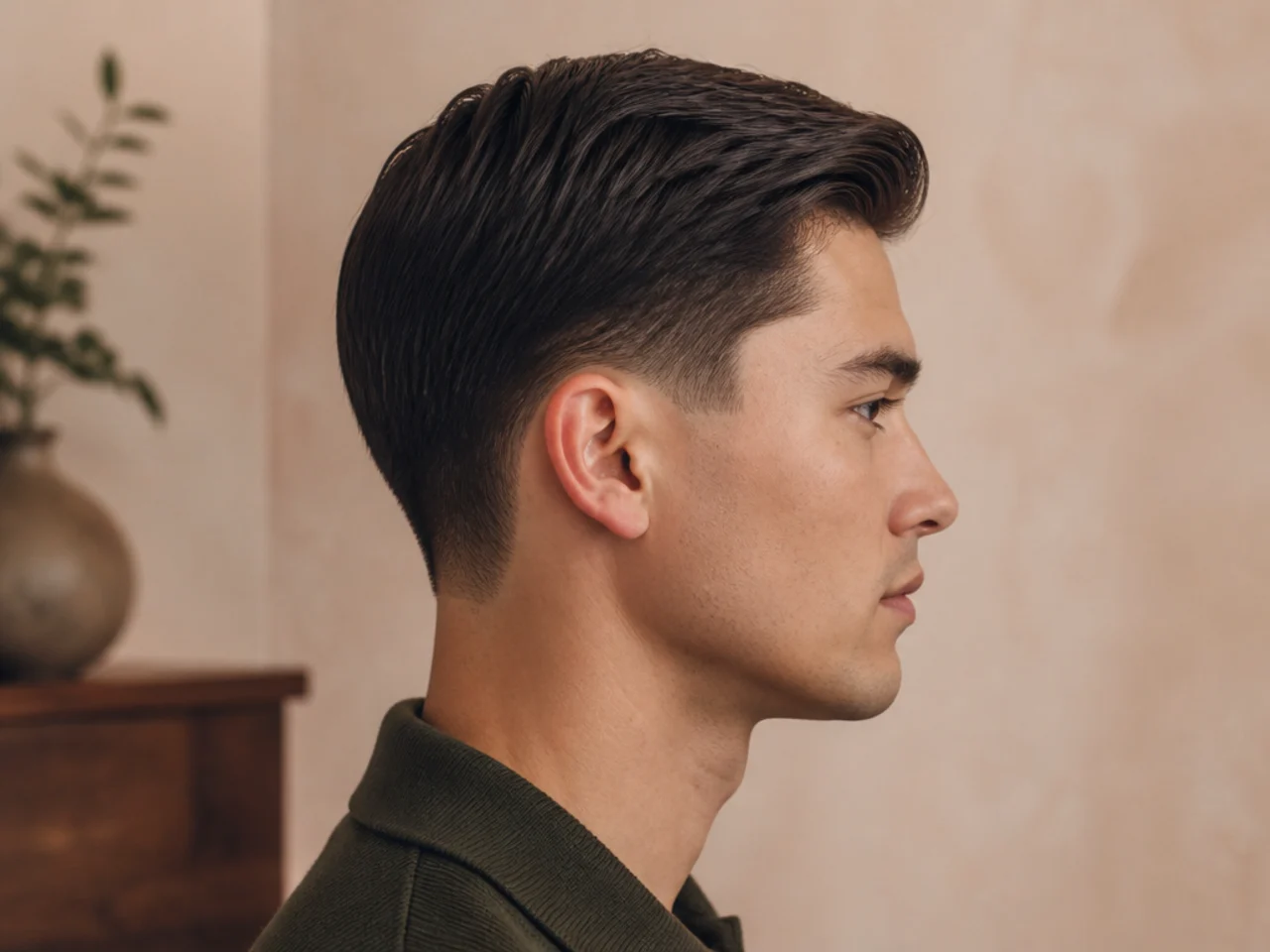 An ivy league taper with a blunt neckline