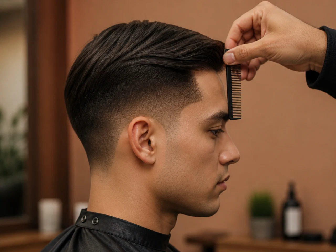 Hair being measured at the front hairline rather than the crown