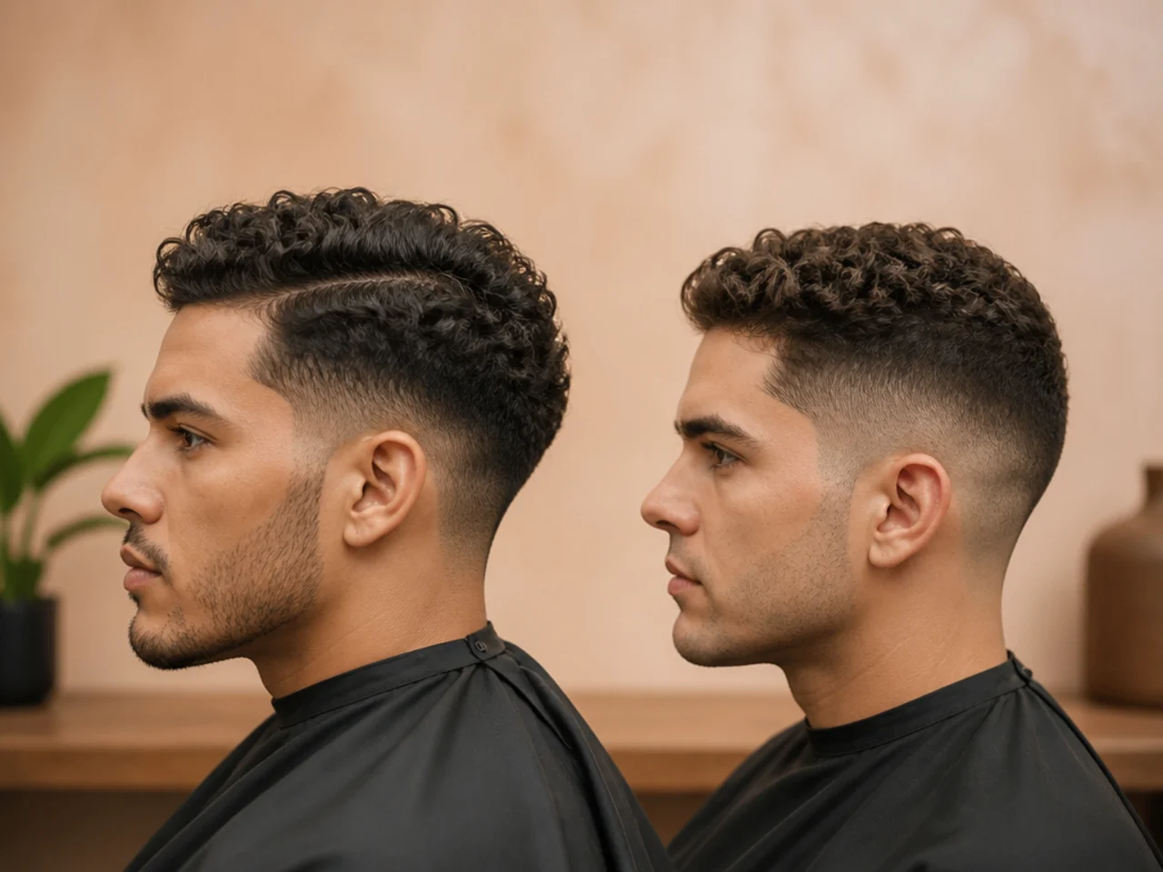 Both cuts compared on curly hair