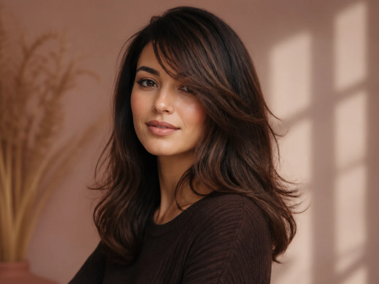 A long side-swept fringe