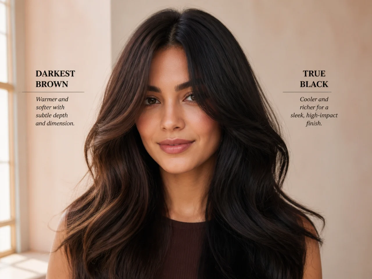 Darkest brown and true black compared in daylight