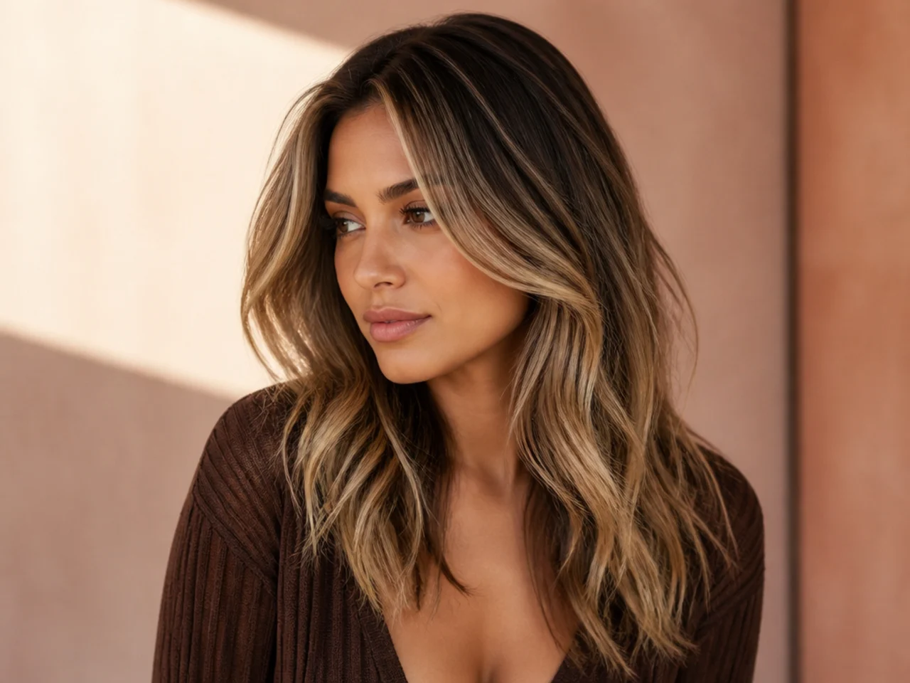 Blonde balayage with dark roots