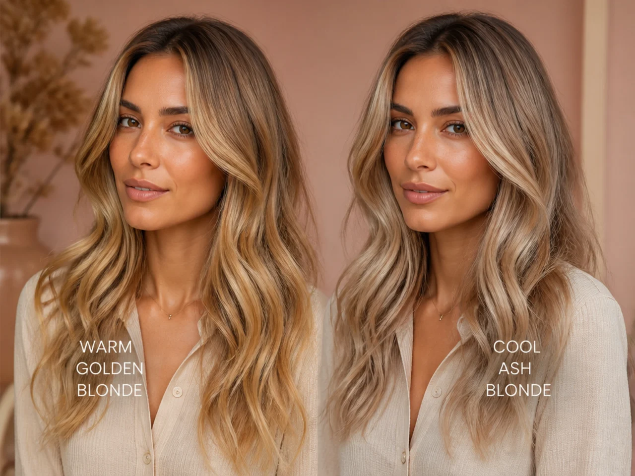 Warm golden blonde beside cool ash blonde on the same base
