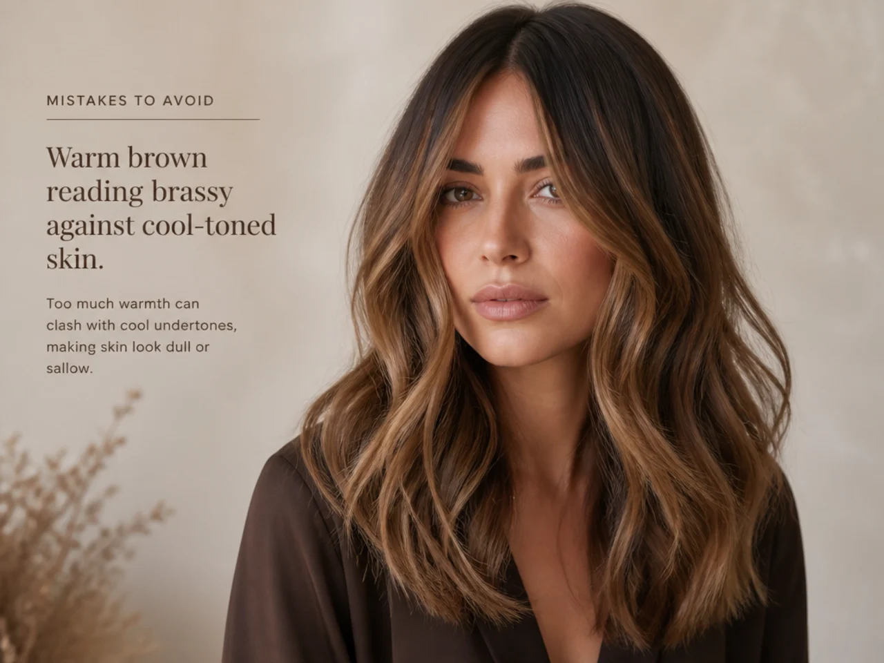 Warm brown reading brassy against cool-toned skin