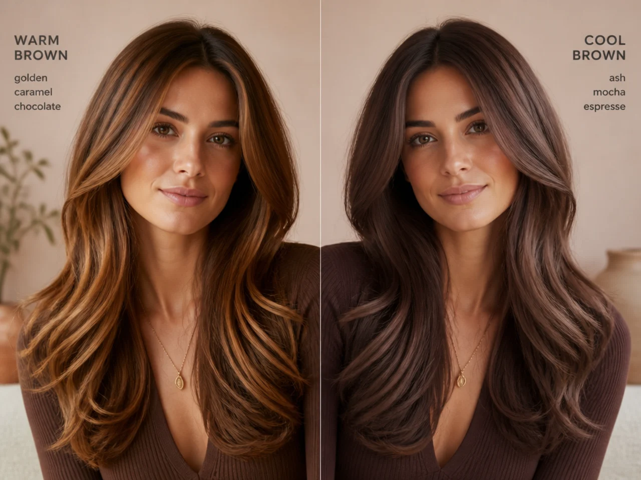 Warm and cool brown shades compared side by side