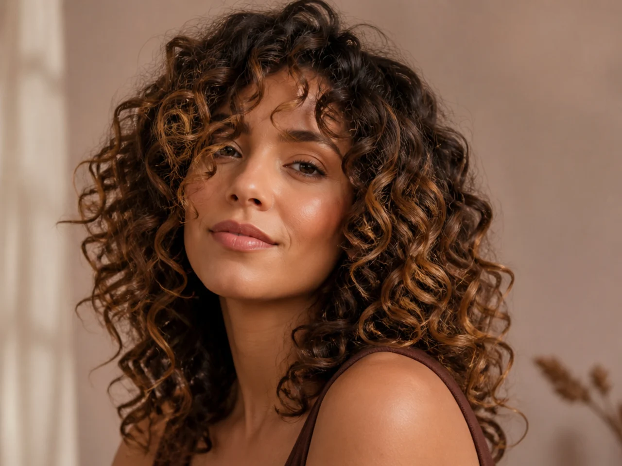Caramel lift on curly hair