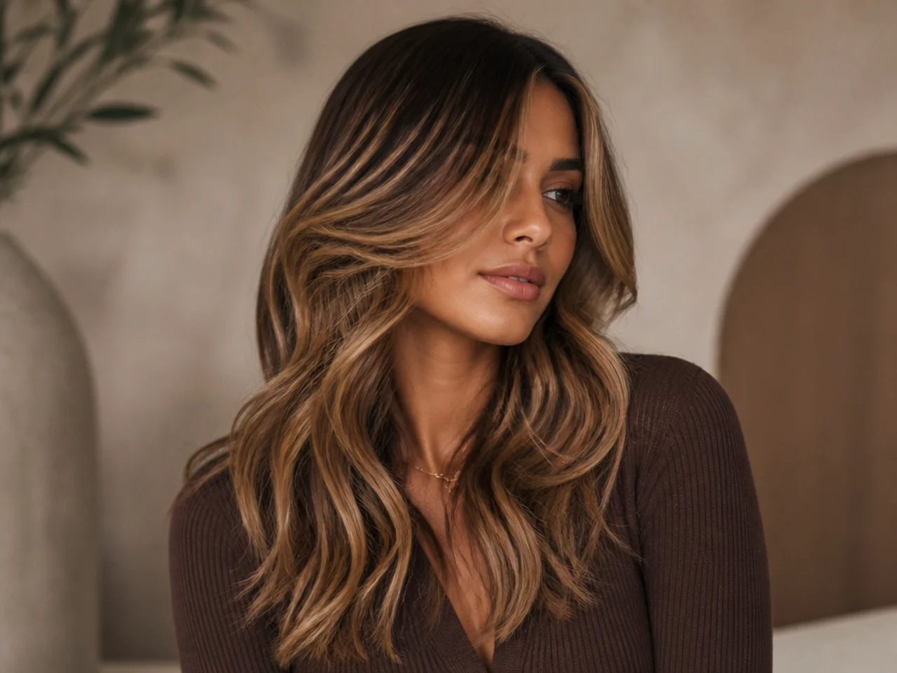 High-contrast caramel lift