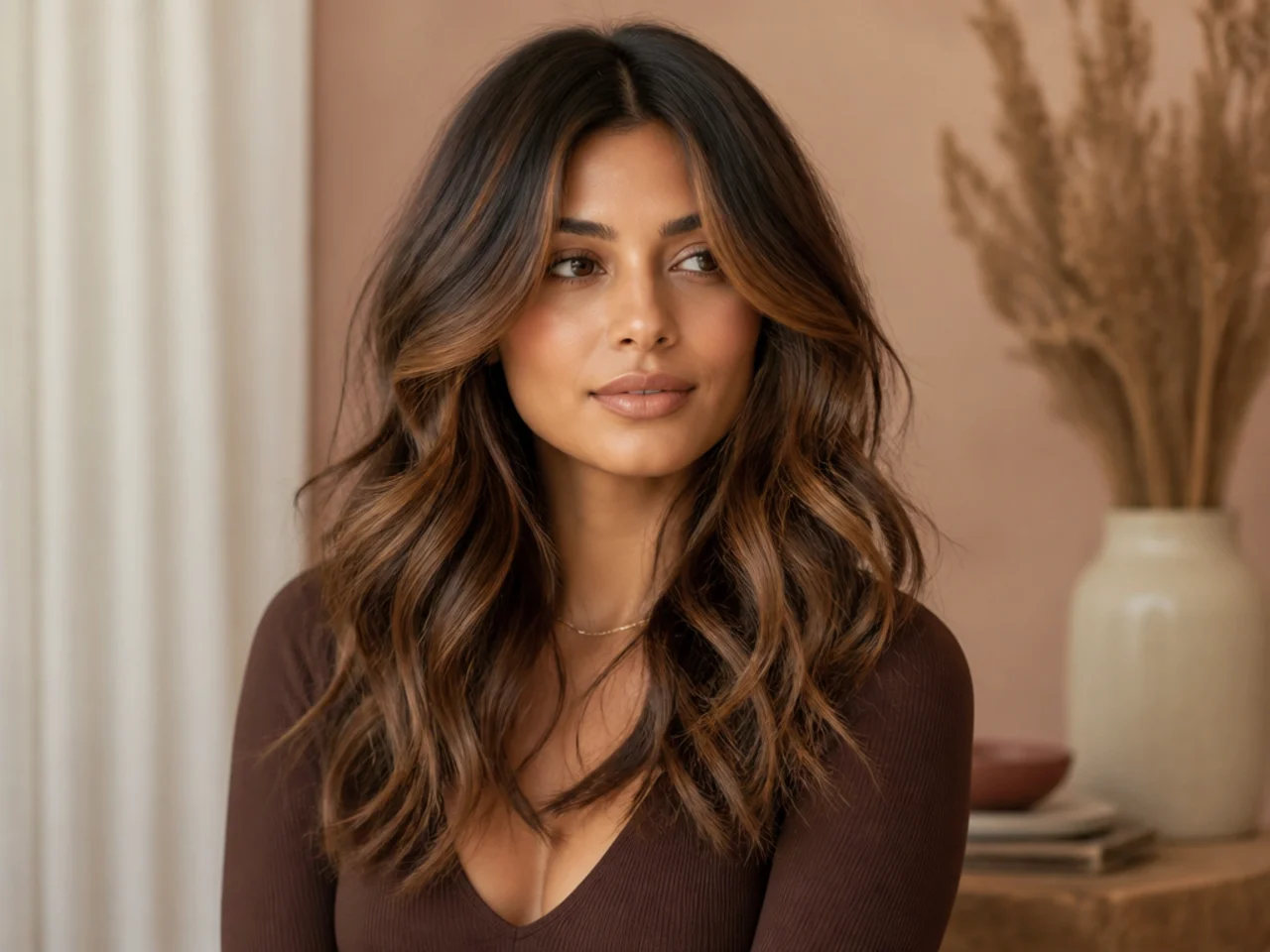 A finished caramel balayage
