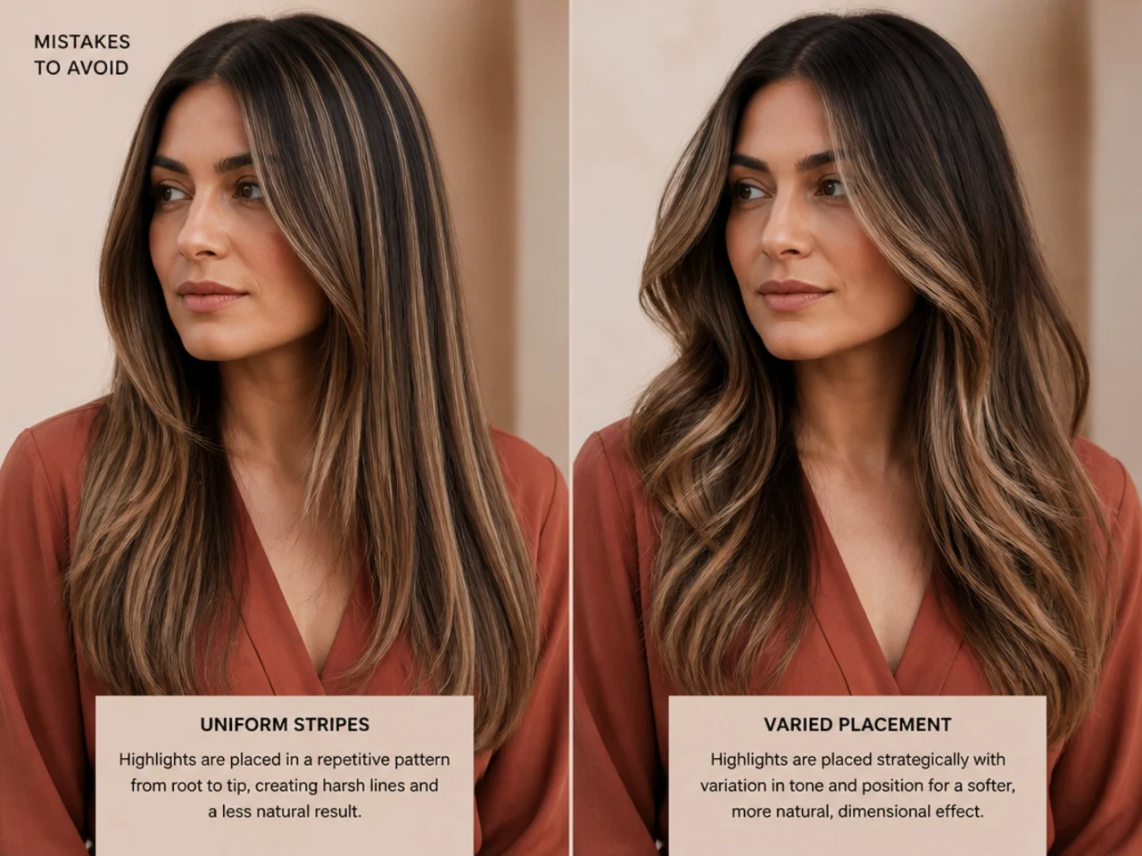 Uniform stripe-like highlights compared with varied placement