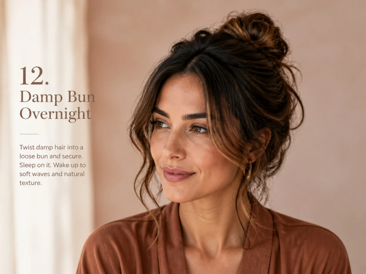 A loose damp bun set overnight