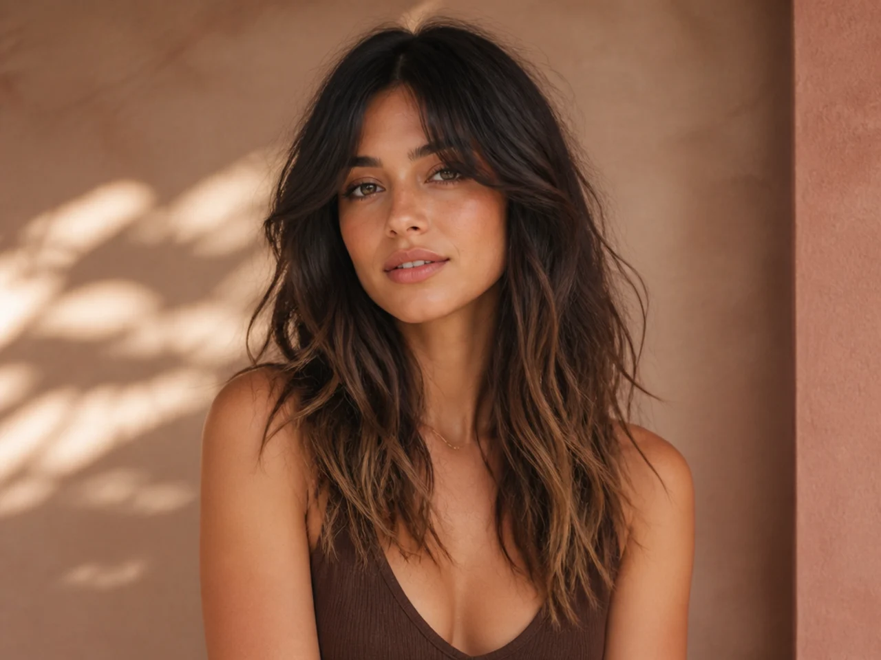 Dark hair with sun-faded ends