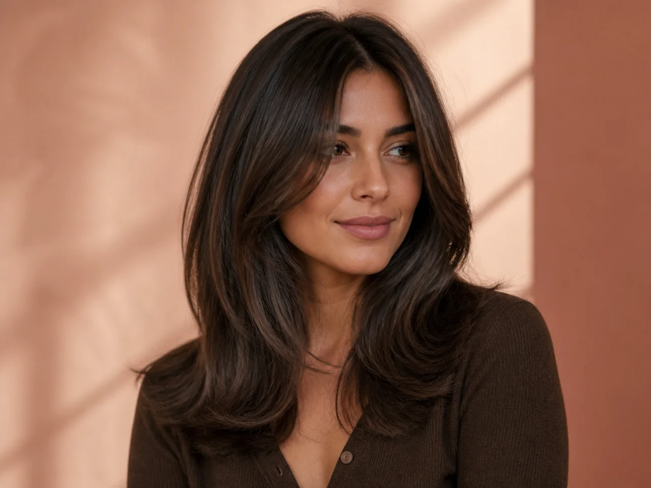 Espresso hair with a root shadow