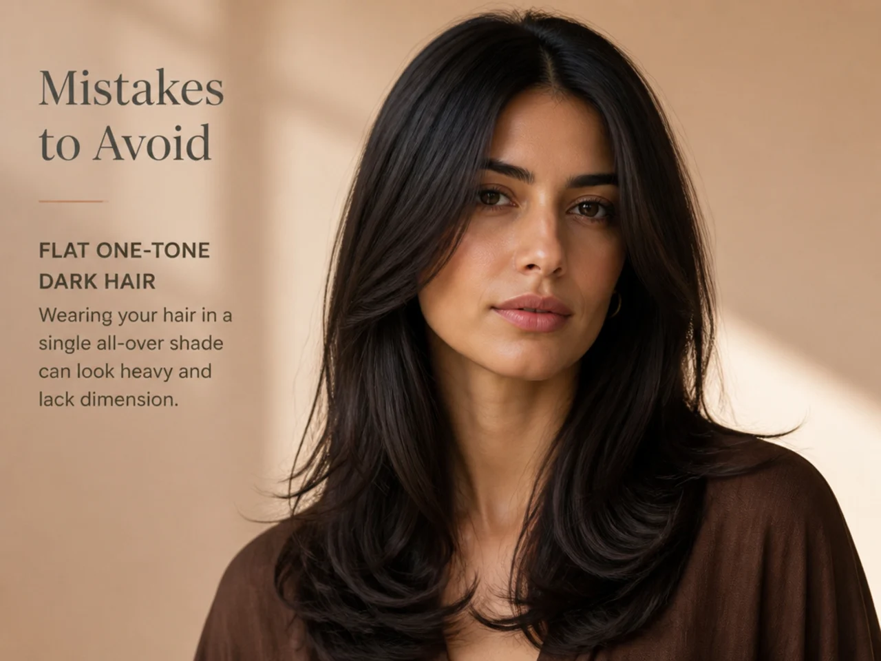 Flat one-tone dark hair with no variation
