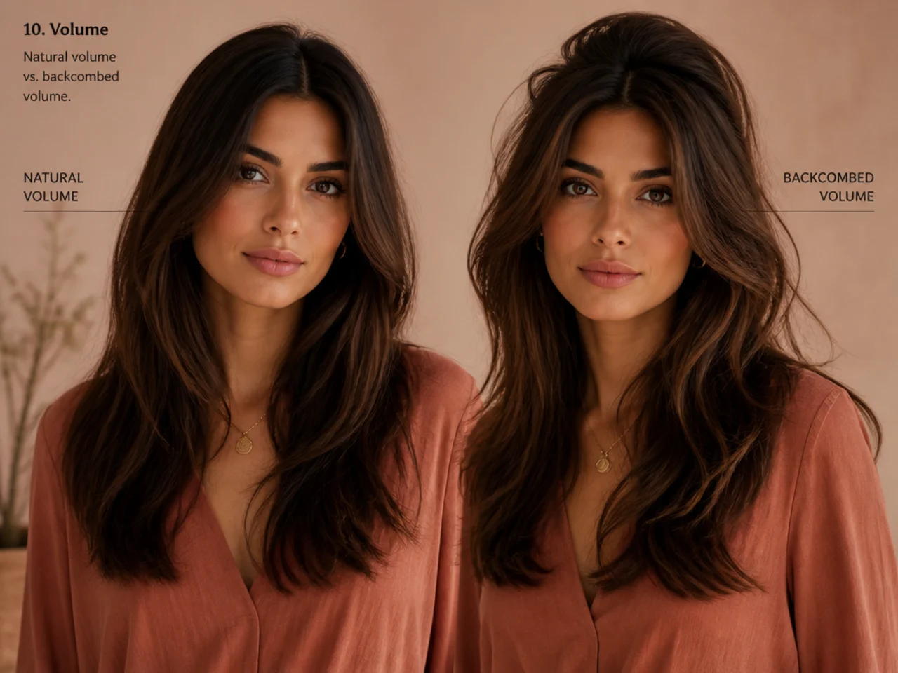Natural and backcombed volume compared