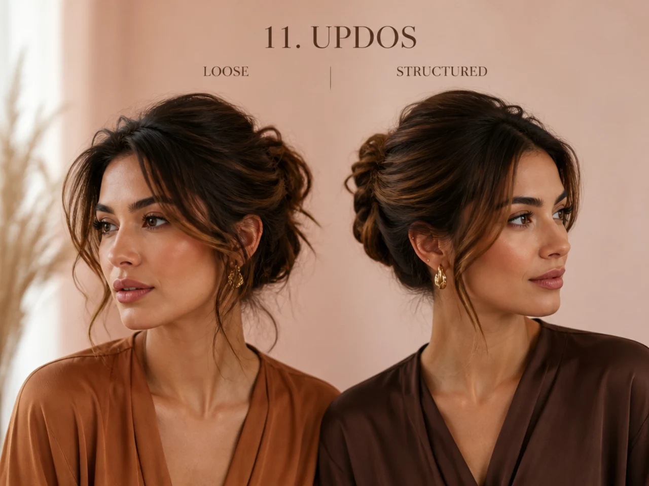 Loose and structured updos compared