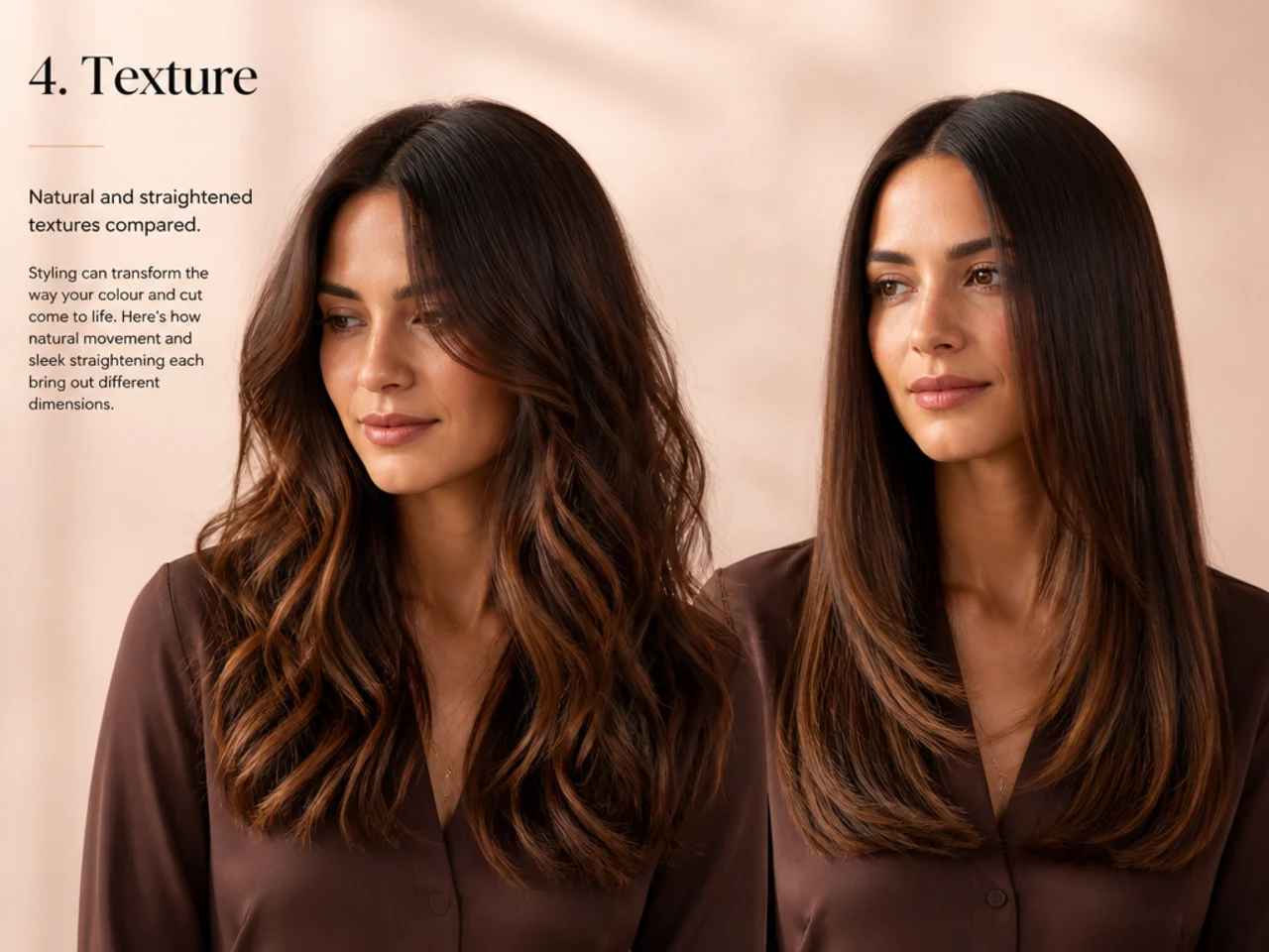 Natural and straightened textures compared