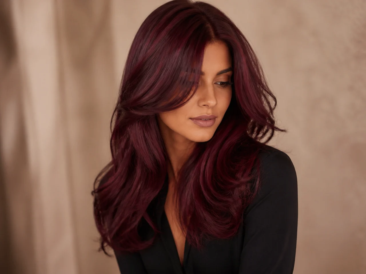 A deep burgundy shade