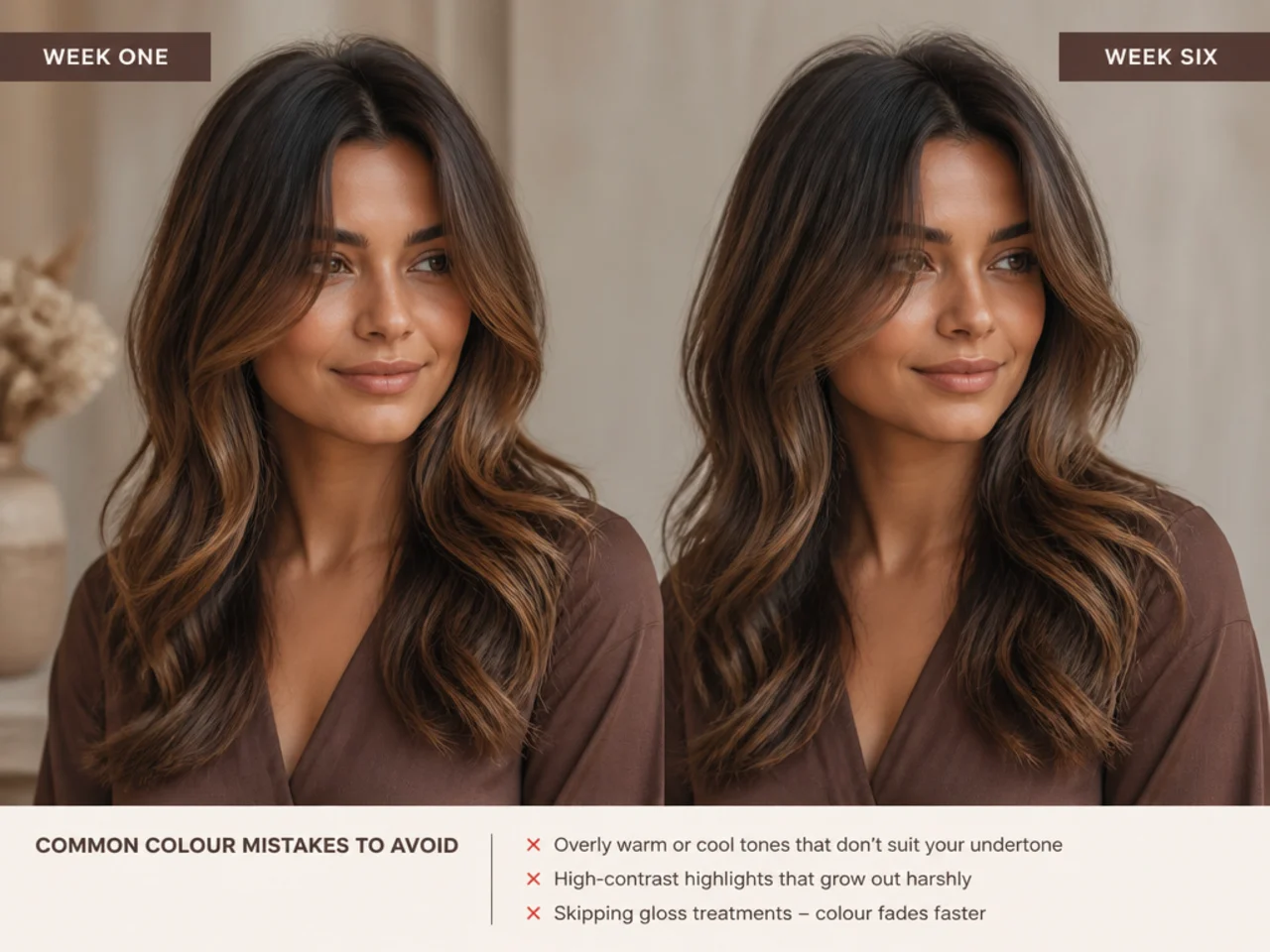 A colour at week one compared with week six