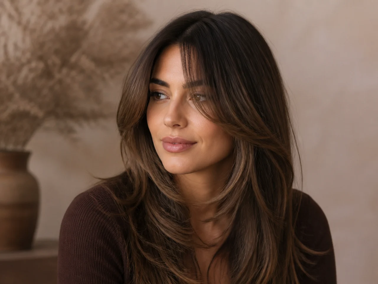 Curtain-layered face-framing pieces