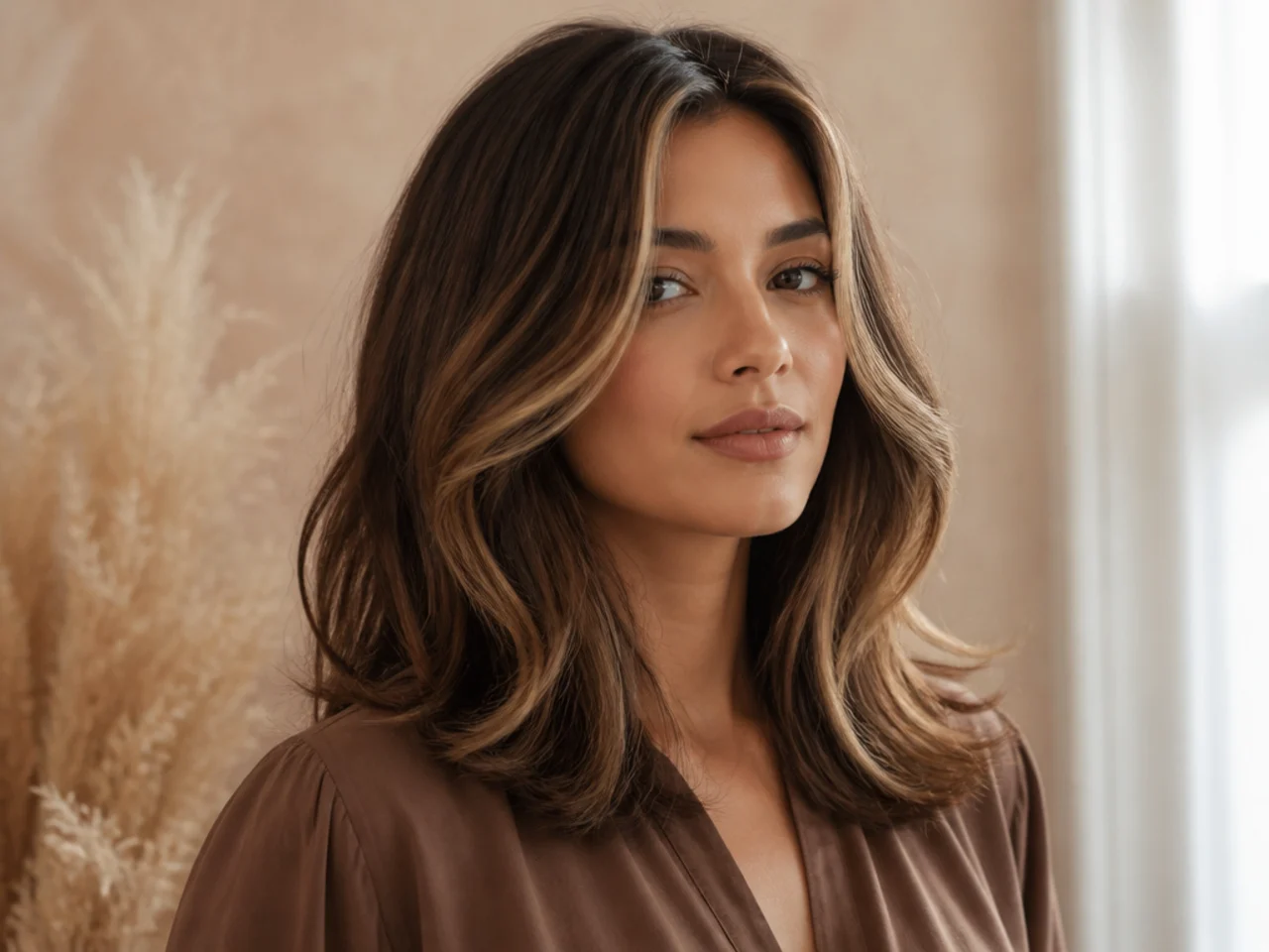 Honey-lightened face-framing pieces