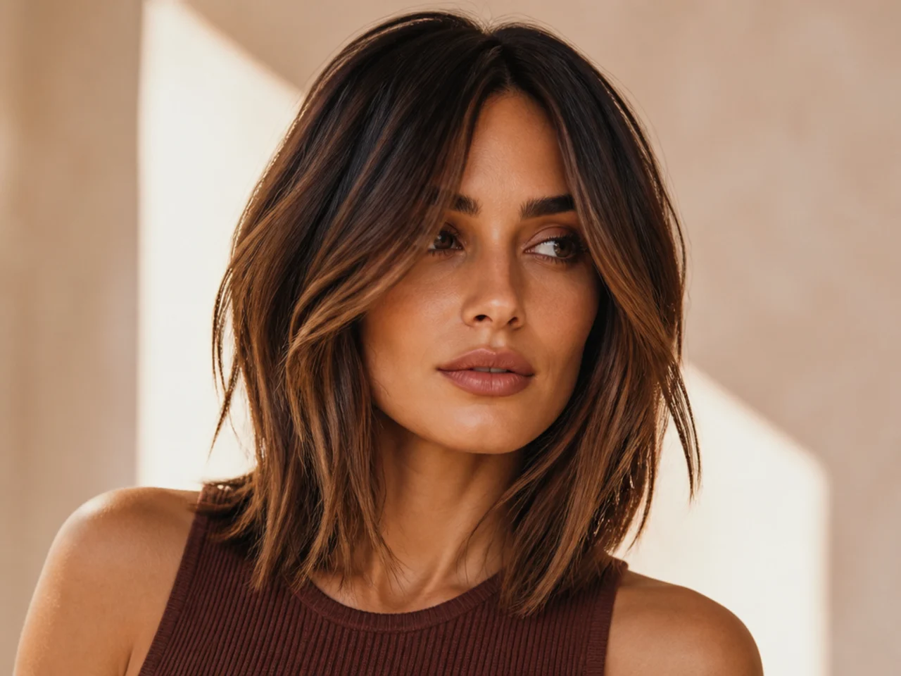 A layered long bob