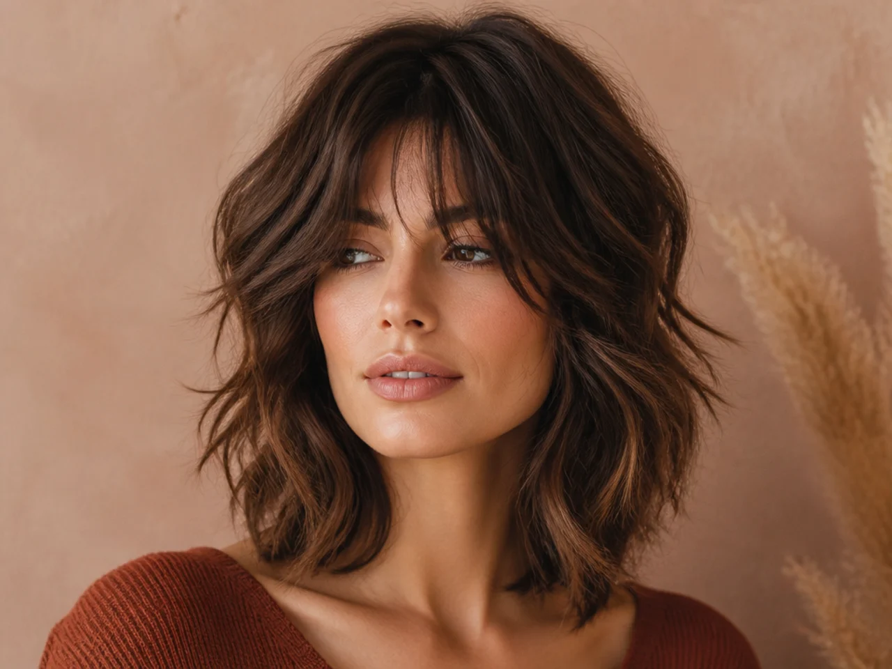 A shoulder-length shag cut
