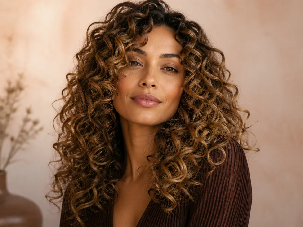 Honey colour on curly hair
