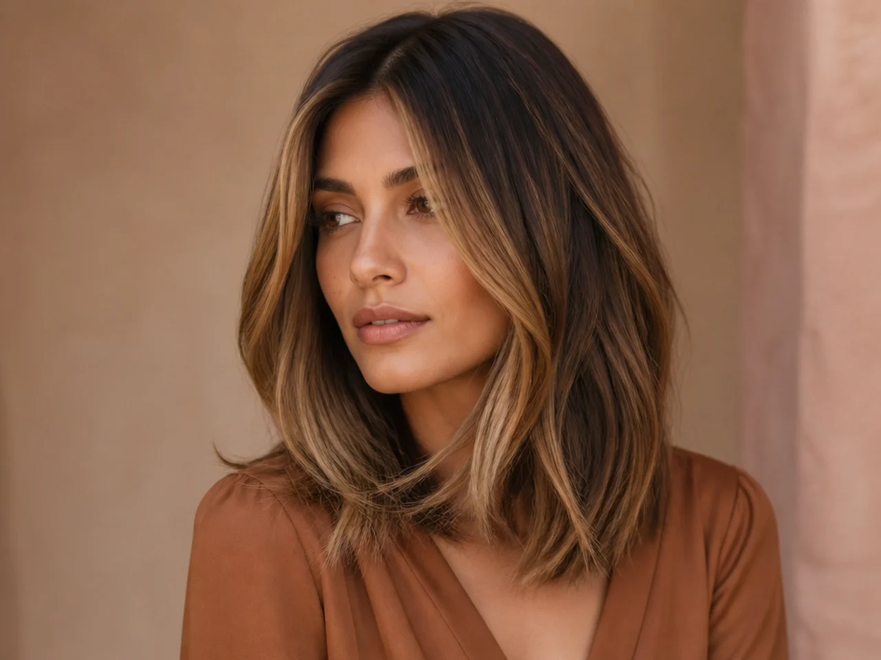 Honey colour on a long bob