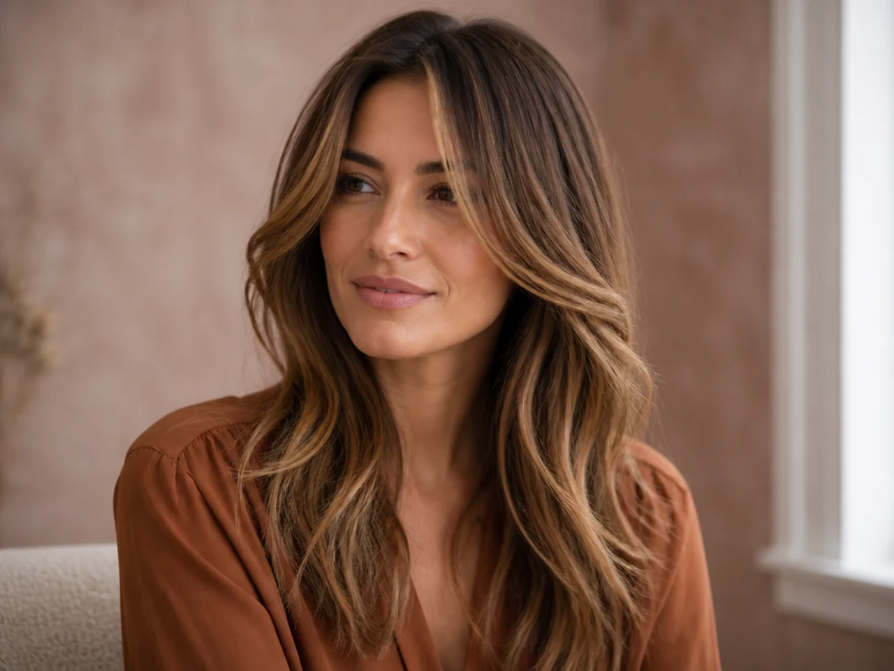 Honey hair growing out softly compared with a blonde root line