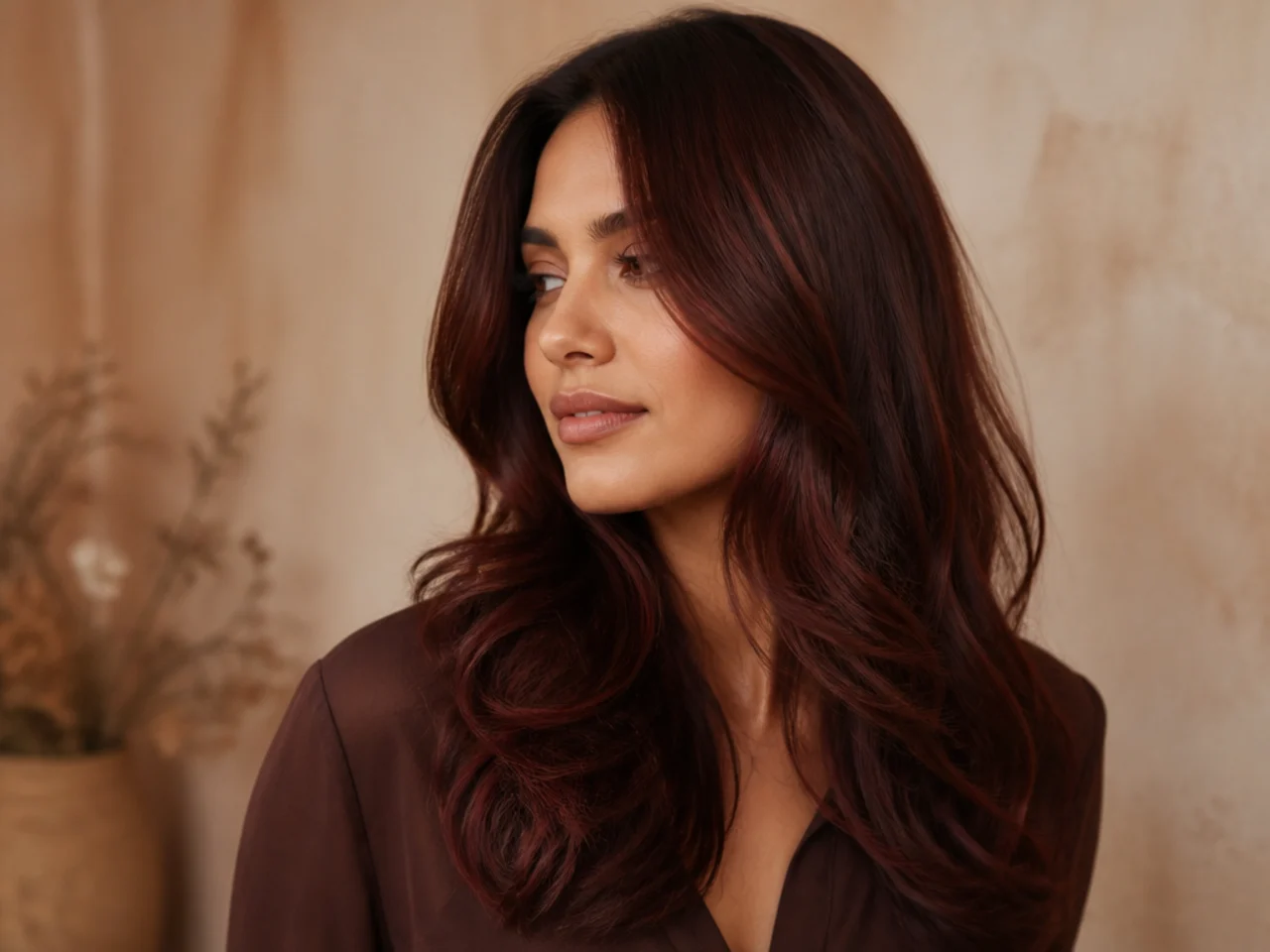 A subtle red tint over brown