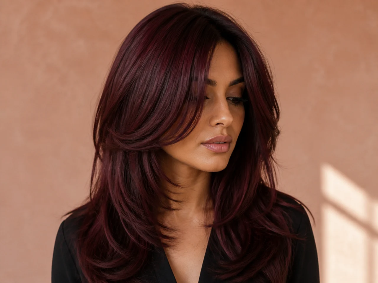 A deep burgundy shade