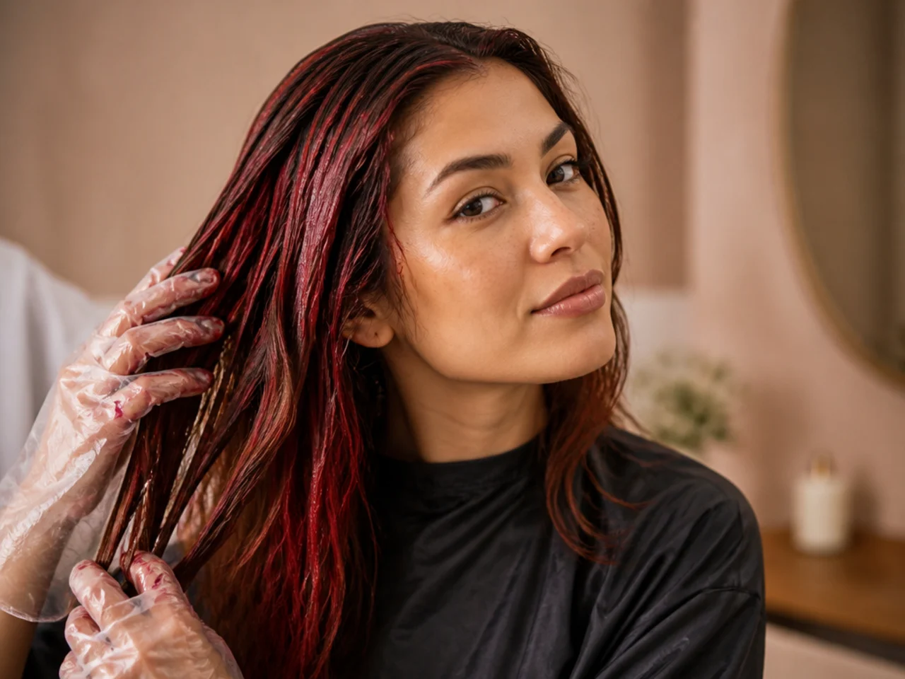 Red-depositing conditioner applied to fading red hair