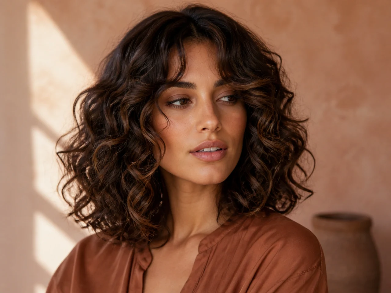 A curly long bob