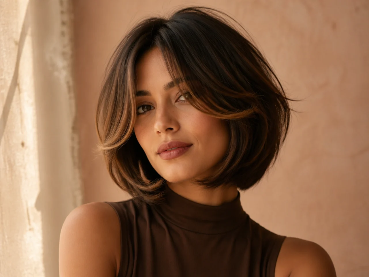 A bob with curtain layers