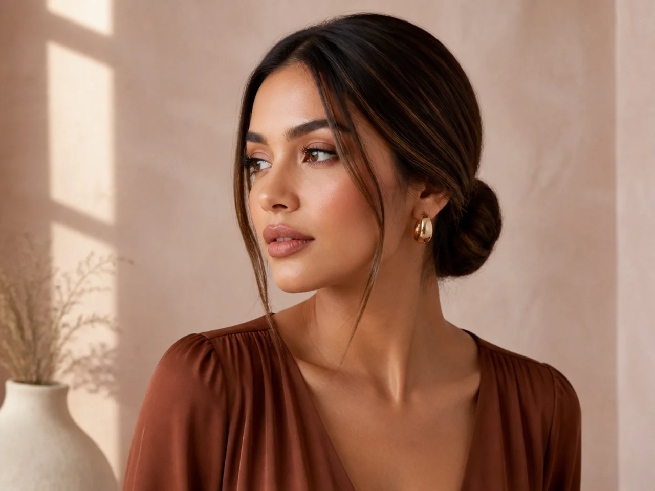 A sleek low bun