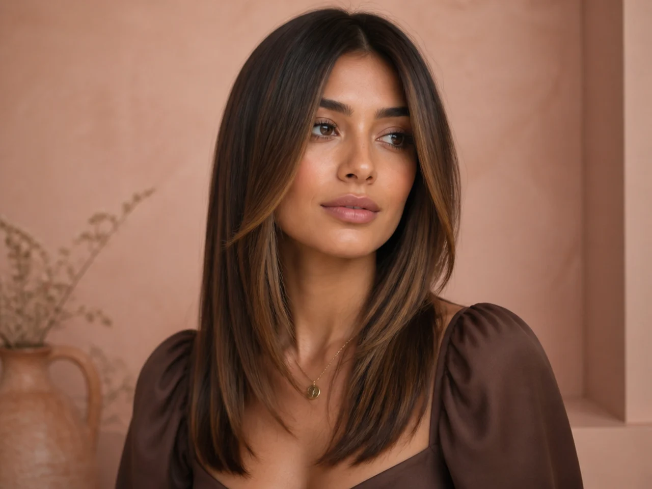 Straight hair with face-framing layers