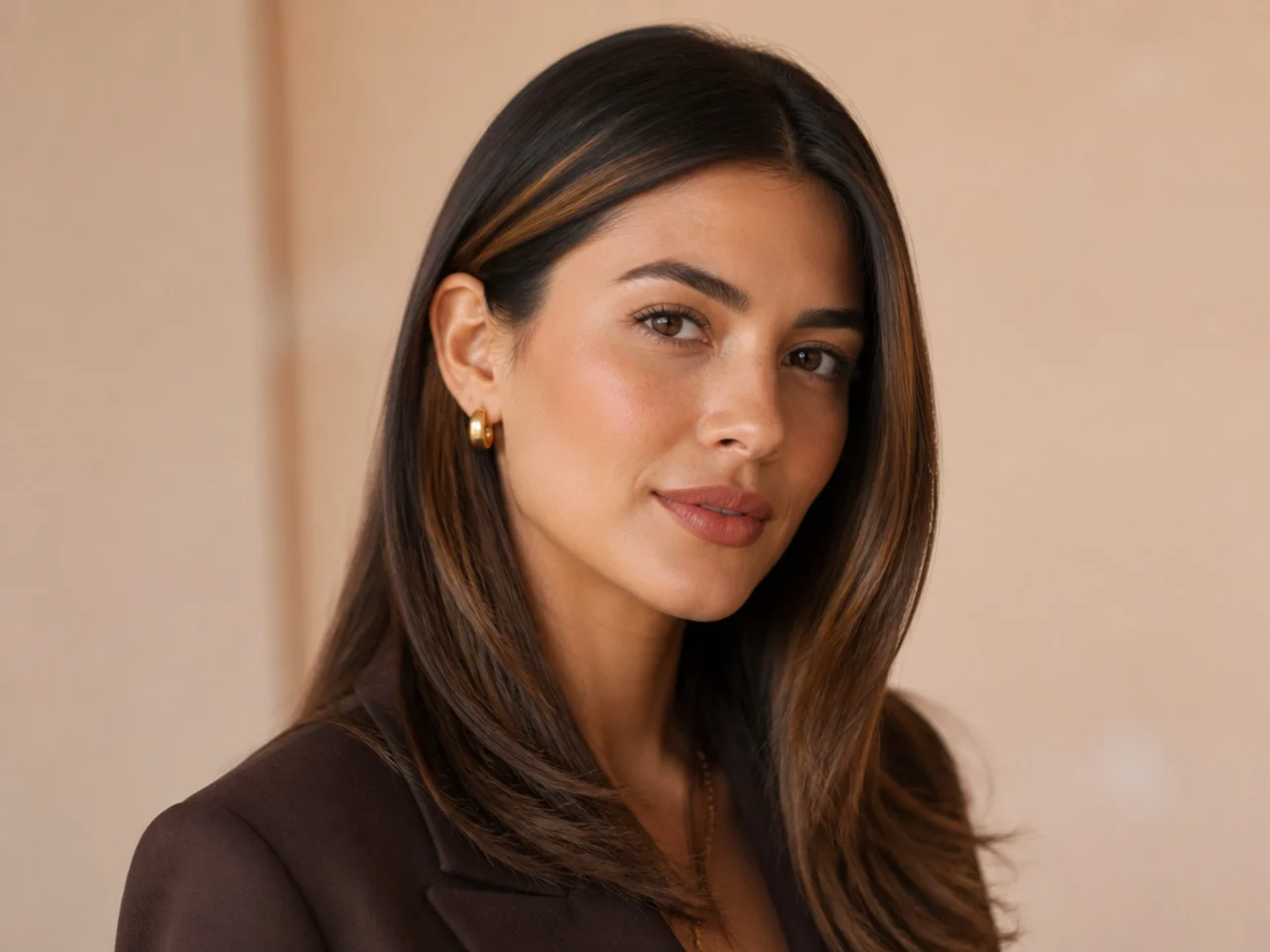 Sleek hair tucked behind the ears