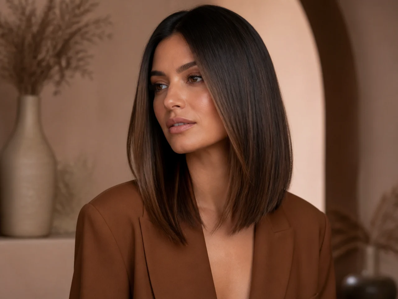 A sleek straight long bob