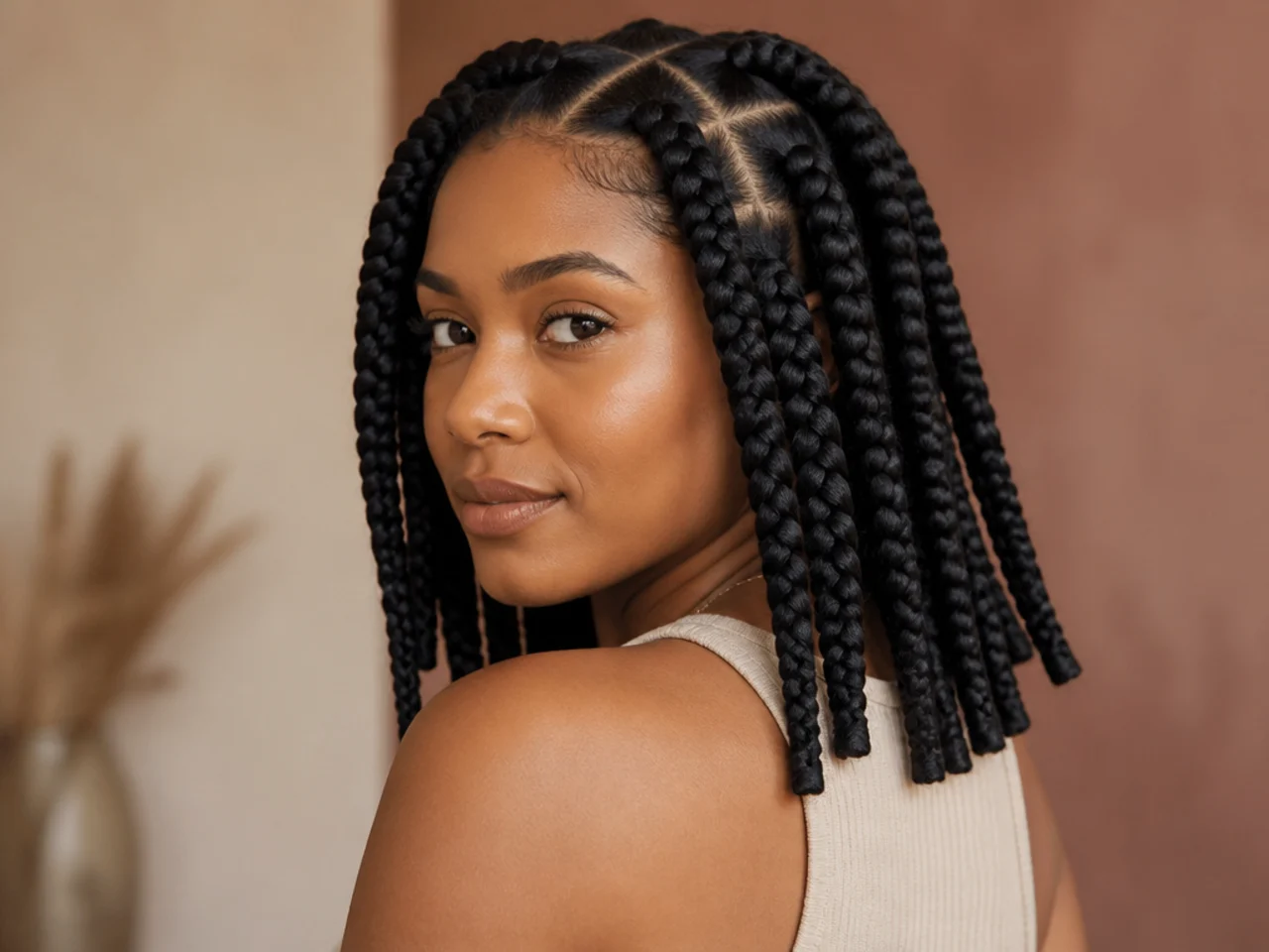 Shoulder-length jumbo braids