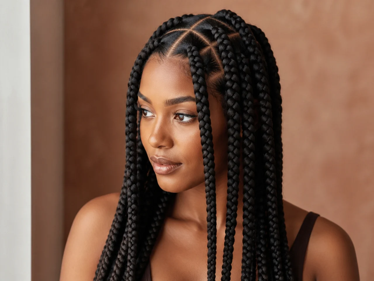 Jumbo braids with a triangular parting grid