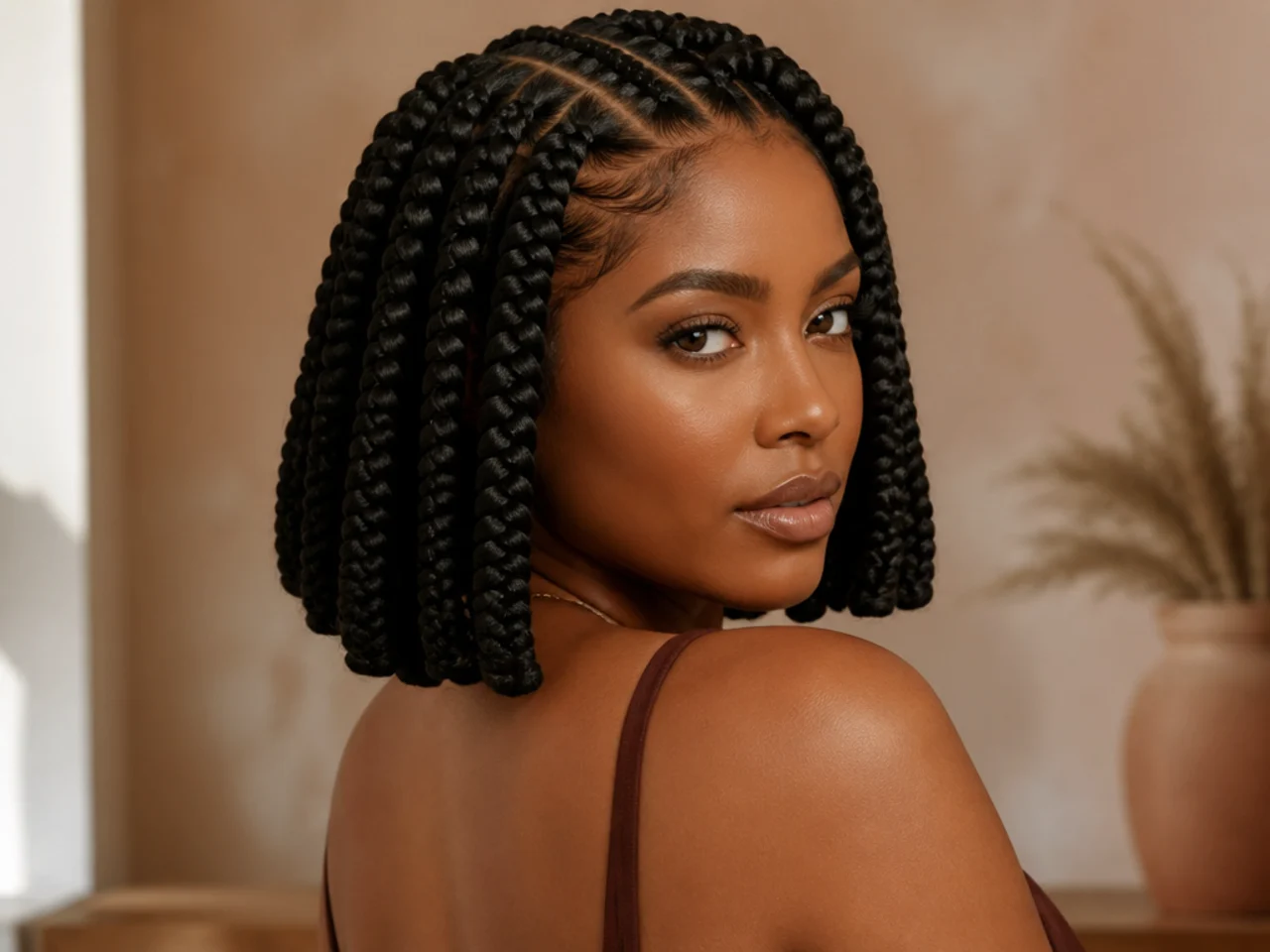 Jumbo braids cut to a bob