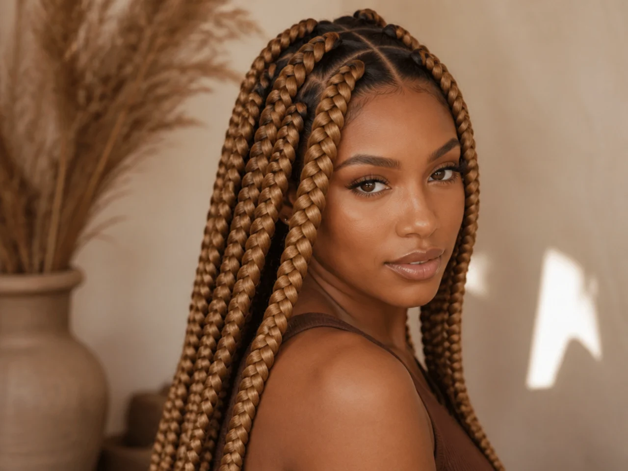 Honey blonde jumbo braids