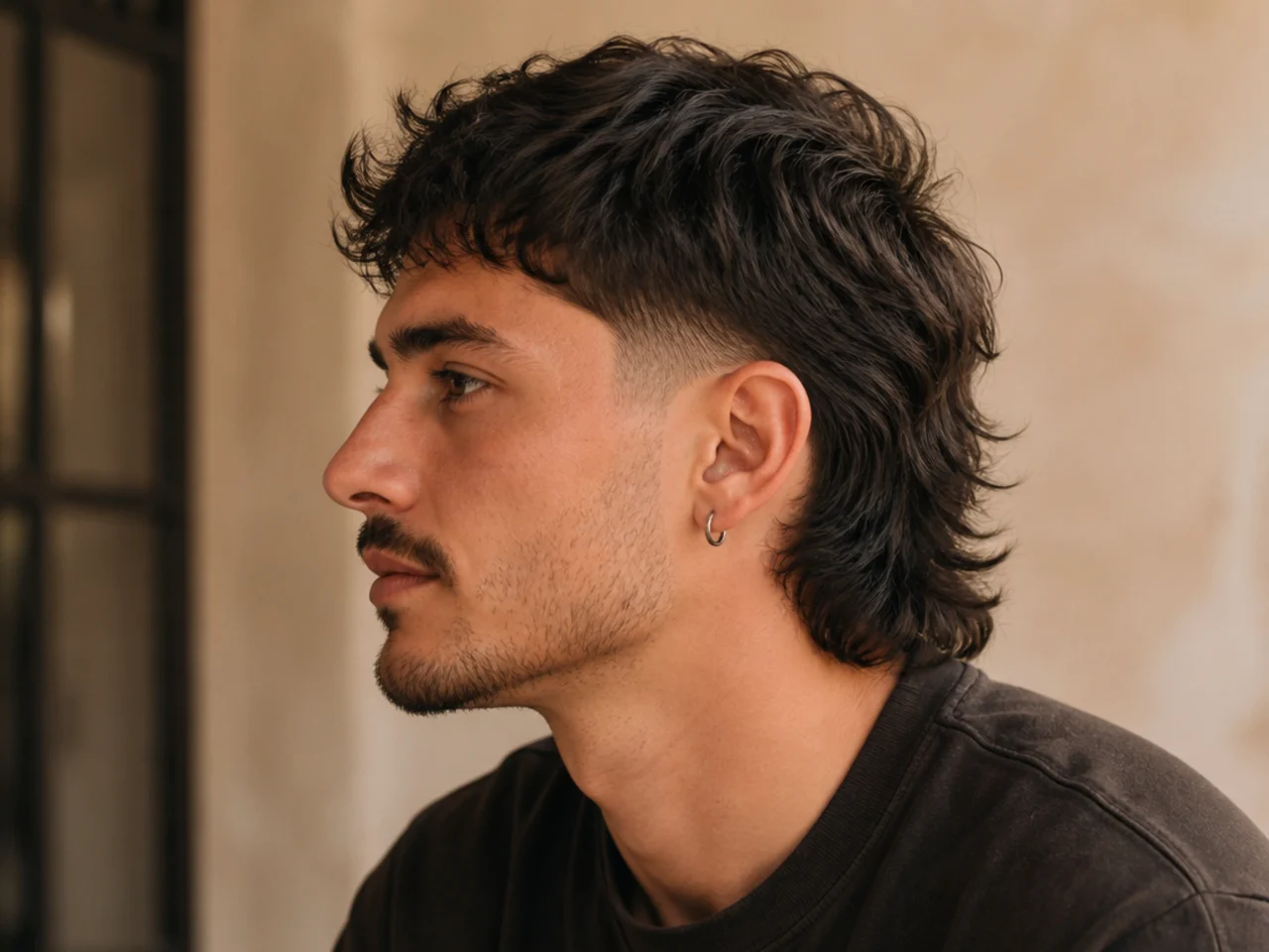 A mullet with a low taper at the sides