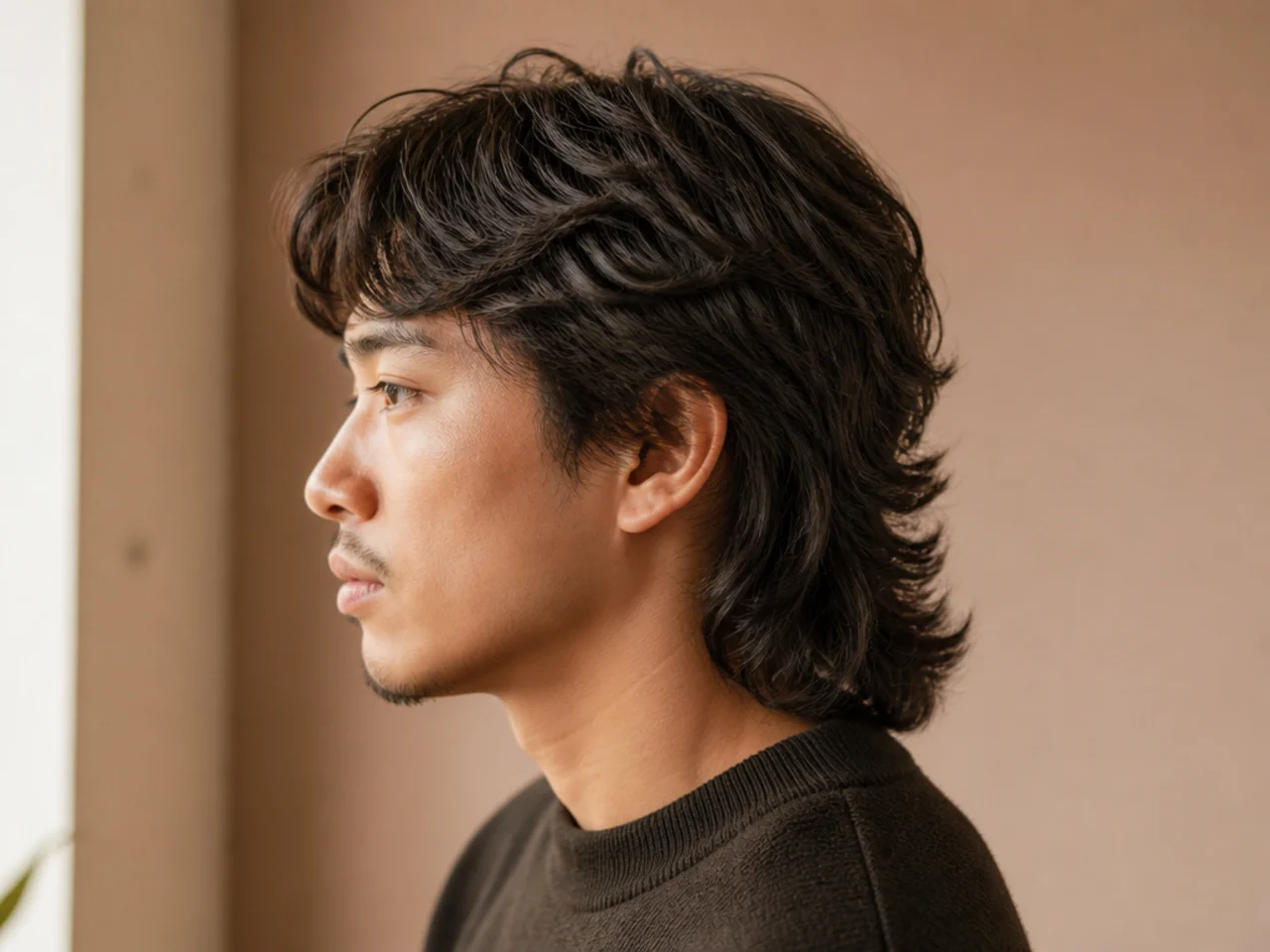 A mullet with a rounded bottom line