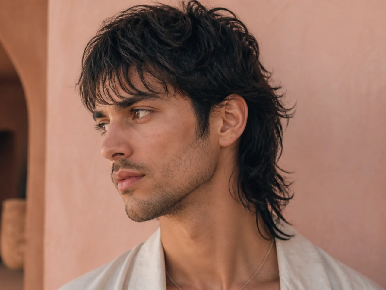 A mullet with a thin wispy fringe