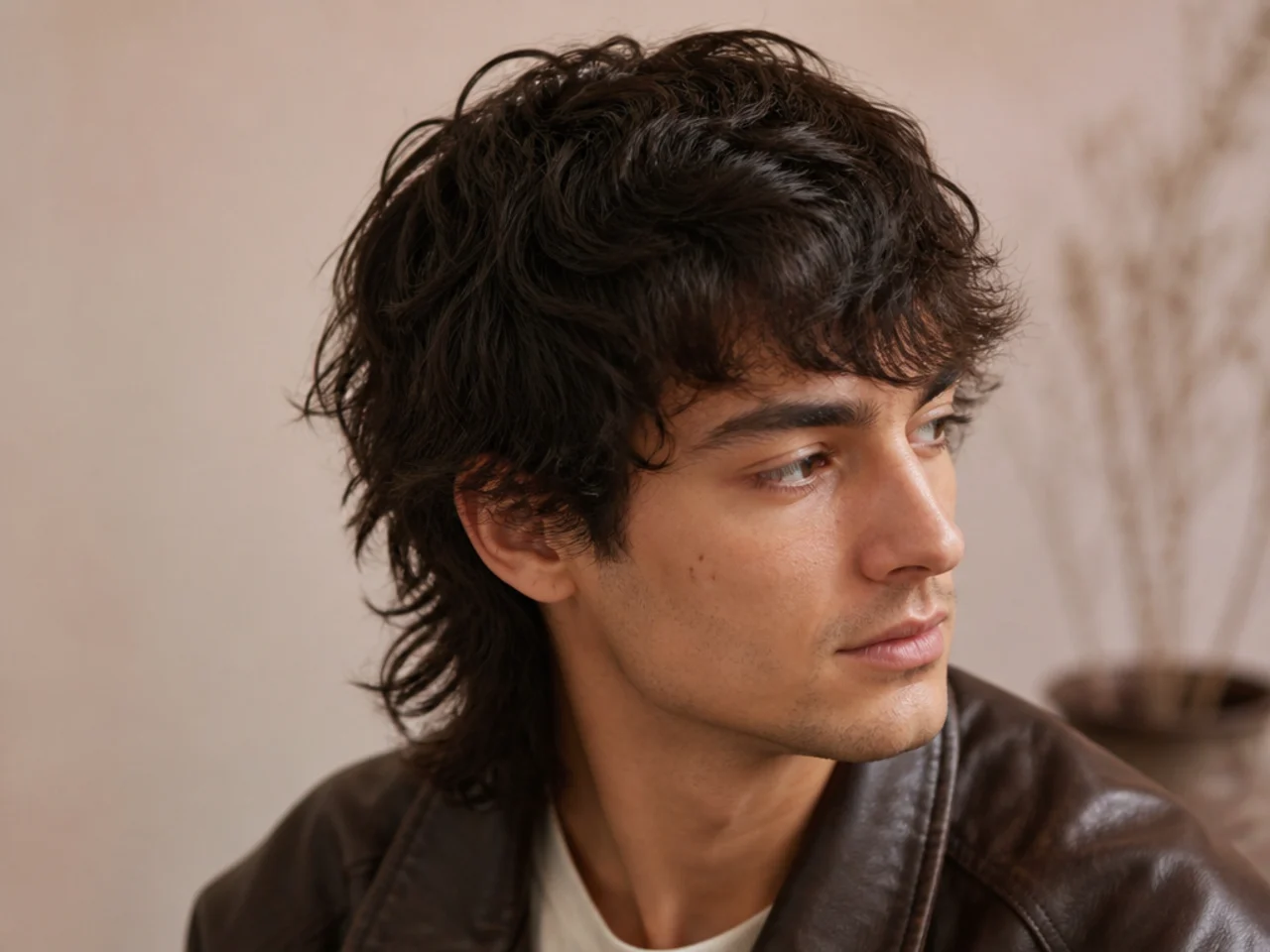 A permed mullet with soft waves through the layers